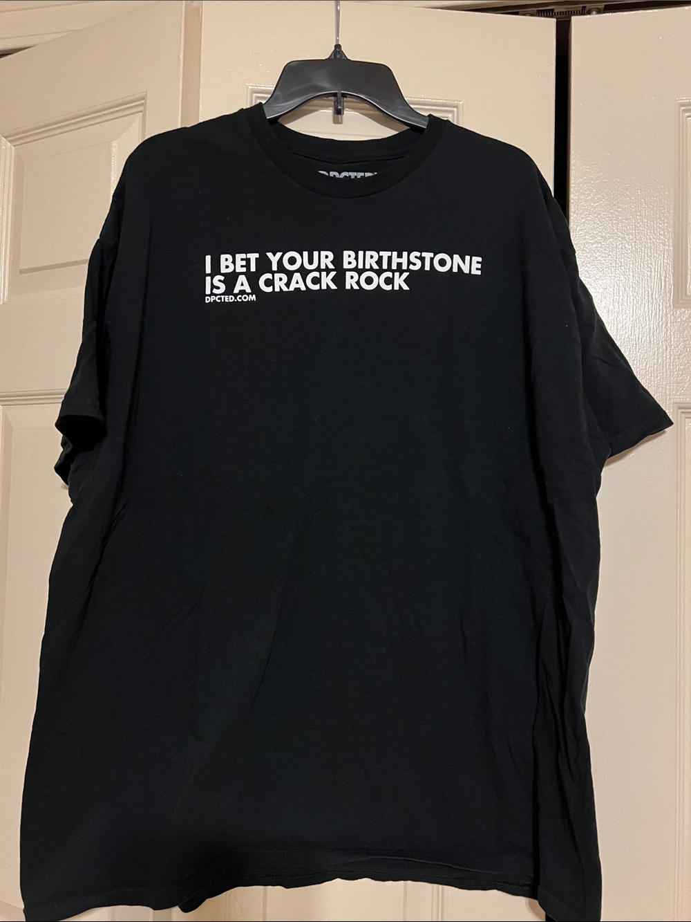 Men's Black Graphic Tee with Bold White Text